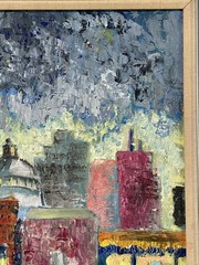 Cityscape. Orig. Oil Painting by Providence, RI American Artist Signed