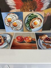 Oil Painting Still Life Art For Kitchen Peaches Gift 20x20cm Wall Art Fruits