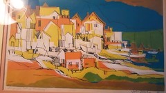 Vintage 60s Abstract Block Print Mid Century Modern Art Wall Hanging John Black