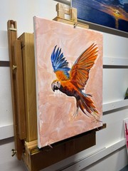 Hunt Original Art: 12×16 Acrylic on Canvas Tropical Bird