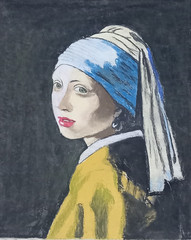 Joannes Vermeer painting drawing on old paper signed stamped vtg