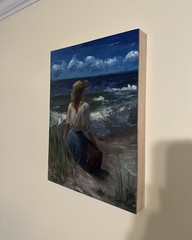Original Oil Painting – Impressionism Beach on 12×16 inch panel-Ready to Hang