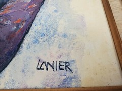 Charles Lanier Oil Painting Young Lady Playing Flute 1967 Ornate Frame Vintage