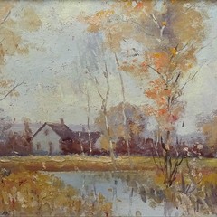 Nunzio Vayana Ogunquit Maine FL Italy Artist Oil Painting Fall Landscape House