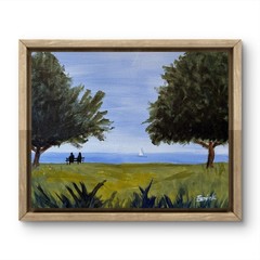 Coastal Landscape Painting 11×14 Original Seascape Sailboat Impressionist Art