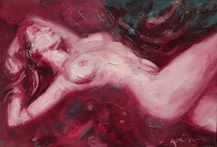 GERRY MILLER Original Artwork „Alizarin.“ Oil Paint on mounting board.28x38cm