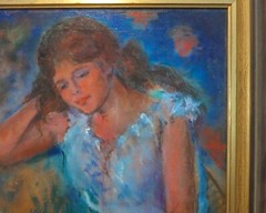 Original Vintage Oil Painting of Young Girl in Repose by AZ Artist Mary McArthur