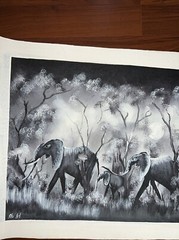 AUTHENTIC African Elephant Painting (NOT a Print) Original African Art UNFRAMED