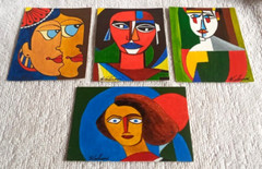 ACEO Original Modern Traditional Women Face Acrylic Painting Art Card