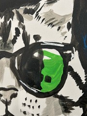 14×11 canvas Original Abstract Cat Glasses Painting Modern Wall Art Home Decor
