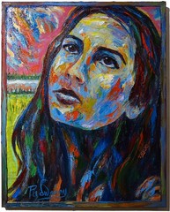 ORIGINAL 30×24″ OIL█PAINTING█REALISTIC GIRL█ART SIGNED FEMALE PORTRAIT WOMAN POP