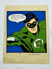 ROY LICHTENSTEIN drawing and painting on old paper signed stamped vintage