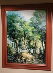 BEAUTIFUL VINTAGE OIL ON BOARD PAINTING SIGNED BY DARIN LANDSCAPE 30X37″ FRAMED
