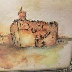 Original Watercolor Painting Tarnów Poland Cityscape Metal Frame Signed Art