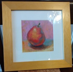 Lot Of 3 FRUIT Pastel Originals 6X6 in 7.5×7.5 frames