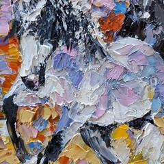 YARY DLUHOS Horses Equine Ranch Animals Original Art Texture Oil Painting