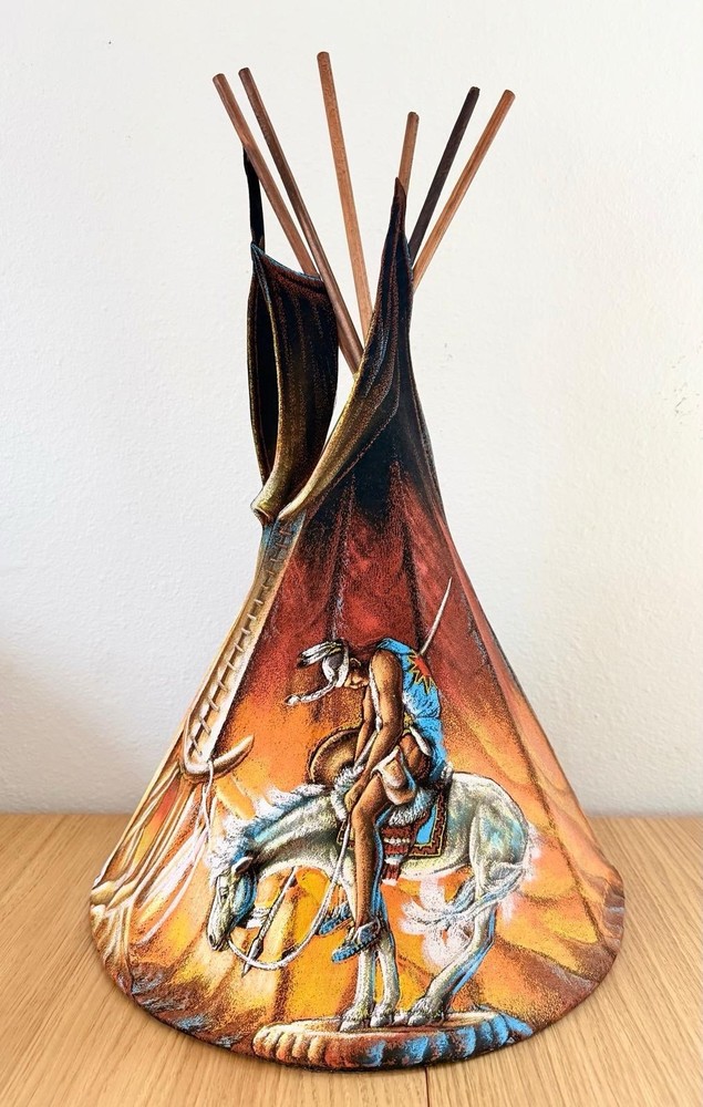 Native American oil Painting on velvet by Ernesto Sanchez, c.1970, Mexico