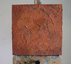 Terracotta Textured Abstract Painting 10×10 | Wabi Sabi Wall Art, Rustic Decor