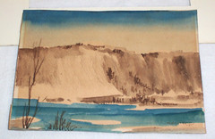 1948 Watercolor Painting , Signed M. Bourne Landscape , American West Southwest