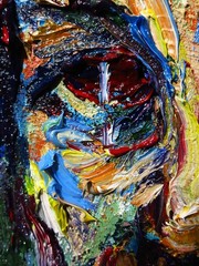 GIRL PORTRAIT OIL█PAINTING REALISM ART█SIGNED VINTAGE ORIGINAL OUTSIDER SCREAM A