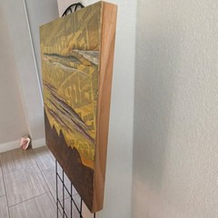 Barbara Tennant Original Abstract Landscape Painting Mixed Media Wood Panel Sign