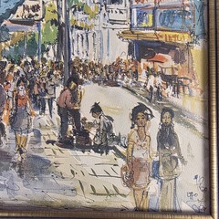 Caracas Street Scene Acrylic on Board, Signed, Framed 12×15