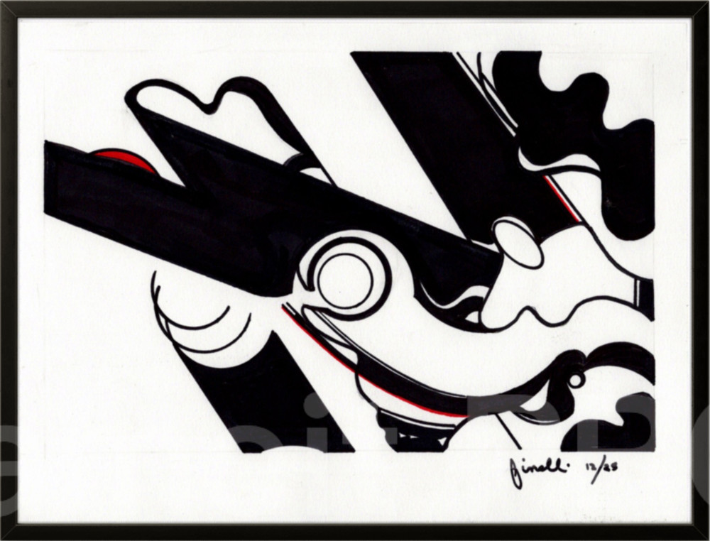 FINELLI ORIGINAL ARTWORK Ink on Paper 9×12 ABSTRACT Feeling Decor Home COA G6U