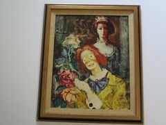 STRANGE 1970’S PAINTING PORTRAIT QUEEN PRINCESS CROWN W CLOWN MODERNISM VINTAGE