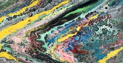 FLUID ACRYLIC ABSTRACT POURED PAINTING 10 x 20 X 1.5 Inches – RICKY MARTIN EBSQ