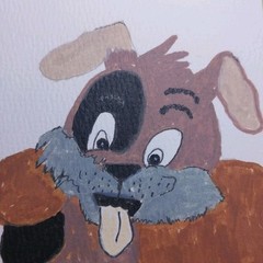 Dog Puppy Whimsical Animals Signed Art 4×4 Acrylic GAT Original Painting