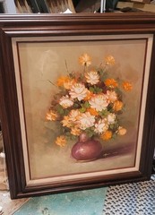 Large Vintage Robert Cox Roses In Vqse Still Life On Canvas 31X27