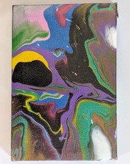 Abstract Fluid Pour Painting 4 X 6 Stretched Canvas acrylic Decor Art Colorful