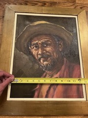 Vintage Framed Oil on Canvas Brazilian School Farmer Signed „Chedige“ MCM