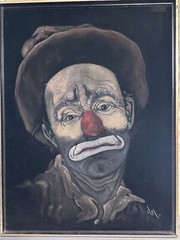 Vintage Painting Emmett Kelly Circus Clown Signed Framed Unknown Artist