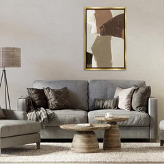 Contemporary Neutral Earth Tones by Kippi Leonard Gold Floater Frame Abstract Gr