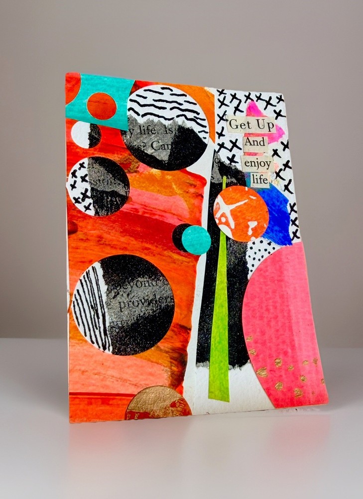Original ACEO Mixed Media Collage Abstract Graphic Art Card Handmade Signed