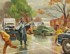 LATE for SCHOOL BUS 16X12 Children 30s 40s Vintage Illustration Art Mack Truck