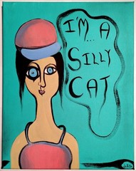 I’M A SILLY CAT POP EXPRESSIONISM PAINTING STRETCHED CANVAS..11 X 14 BY: JORDO