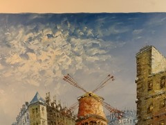 Original Signed Caroline Burnett Oil on Canvas Painting of a Paris Street 37×49