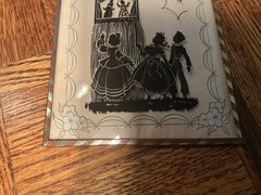 Pair of Antique Silhouettes Convex Rectangle Children Marionettes Puppet Show
