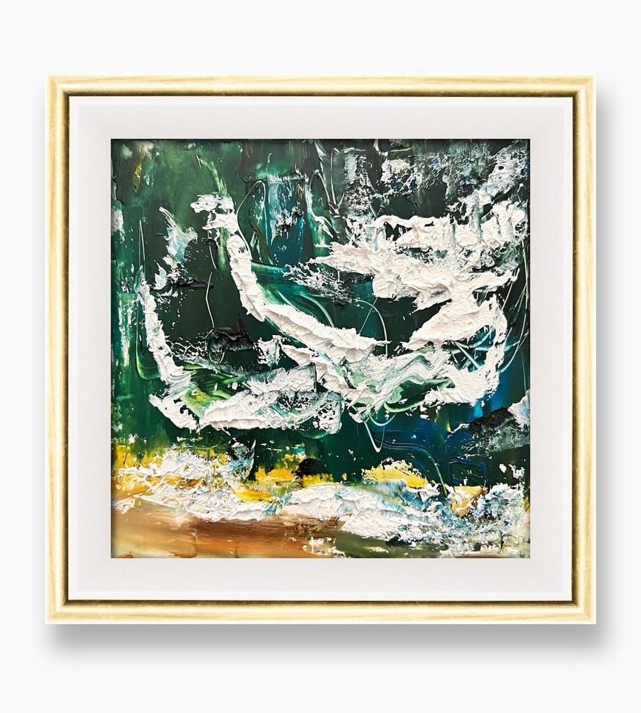 Iceland Reynisfjara Storm Wave Framed Art Textured Abstract Moody Ocean Painting