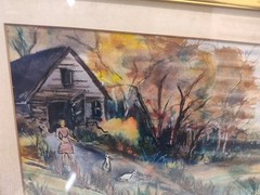 BEAUTIFUL VINTAGE WATERCOLOR PAINTING ( COUNTRY DUCK POND ) 18 1/2×14 1/2