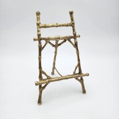 Gold Ormolu Bamboo Metal Folding Easel Picture Stand Hollywood Regency 8″