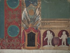 Wall fresco mural cherub study Albert Leusch unsigned gouache around 1900