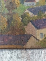 1948 Lucien Lacroix village scene oil on board 44 X 28 cm