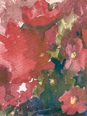 Rare~1993 JUDY BUSWELL ORIGINAL WATERCOLOR PAINTING~Cosmos Morning~OREGON ARTIST