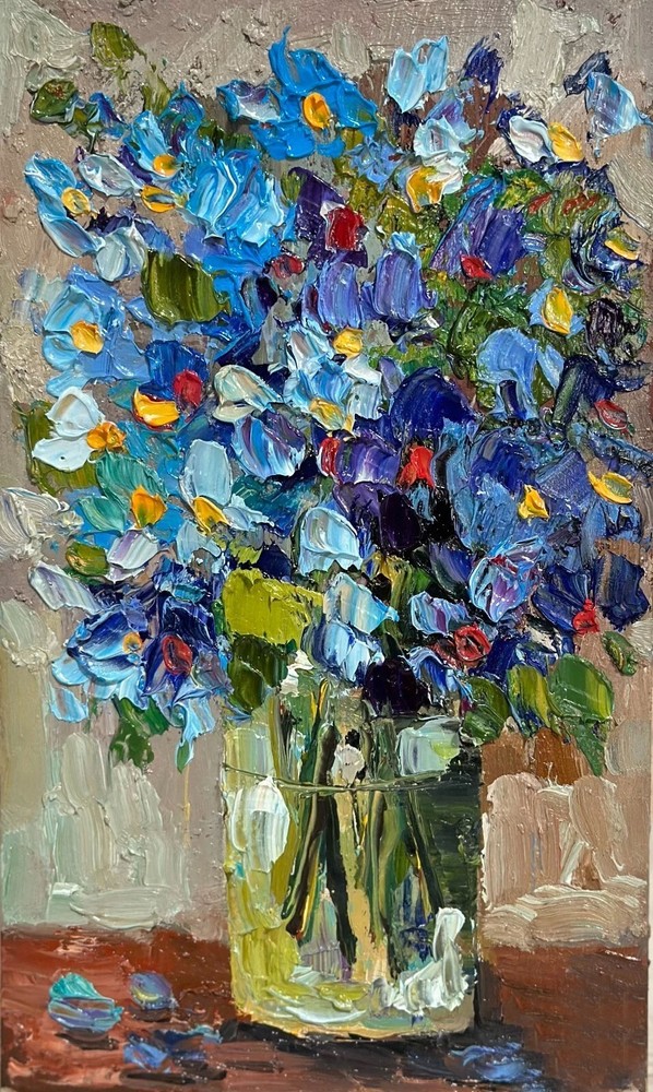 MQ967 Stretched Canvas Frame / Unframed Handmade Color Flowers Oil Painting Art