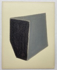 Set Of 2 Original Vintage Geometric Abstraction Paintings Minimalism Oil Pastel