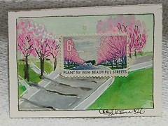 . Plant for More Beautiful Streets — Postal Whimsy Blossoming Trees ACEO OOAK
