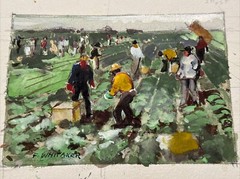 FREDERIC WHITAKER PAINTING AMERICAN LANDSCAPE FARMING FARM LISTED FAMOUS SMALL